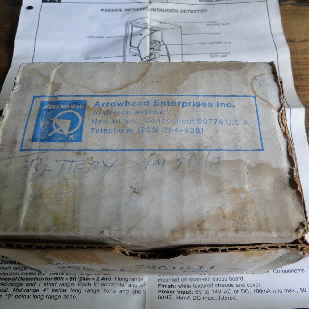 Arrowhead S8110-11PIR Passive Infrared Intrusion Motion Detector System